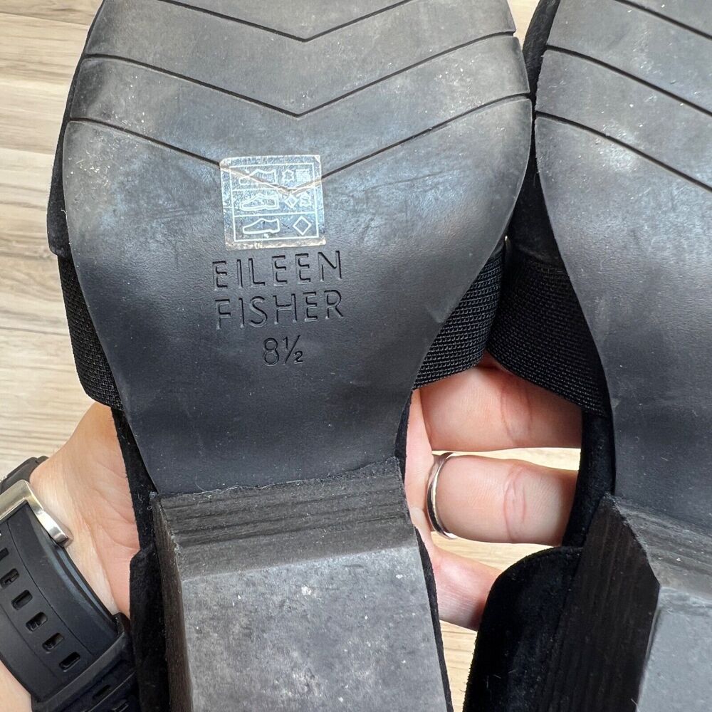 Eileen Fisher Black Suede Pointed Hilly Wedge D'Orsay Flats - Picture 8 of 11